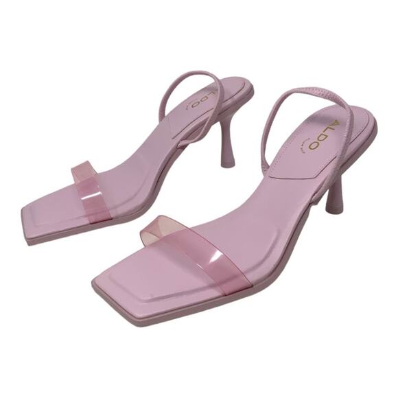 Aldo Deca Pink Square Toe Two Band Heeled Sandal Size 7.5 NWT $85 MSRP - Picture 5 of 7